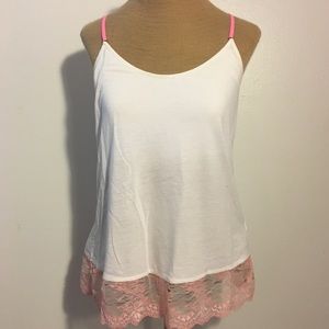 American Eagle Tank top with Pink lace